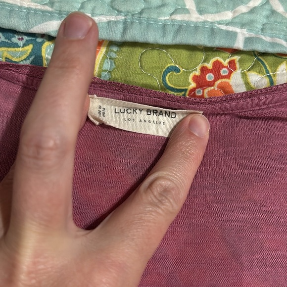 Lucky Brand Pink Cropped Button Down Peplum Top - Picture 3 of 4